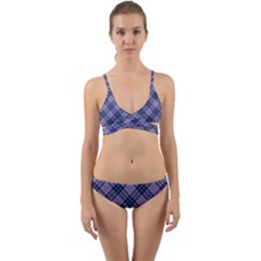 Purple Plaid Tartan 1 Diagonal Wrap Around Bikini Set by dressshop