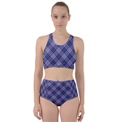 Purple Plaid Tartan 1 Diagonal Racer Back Bikini Set by dressshop