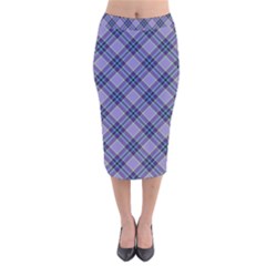 Purple Plaid Tartan 1 Diagonal Velvet Midi Pencil Skirt by dressshop