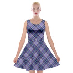 Purple Plaid Tartan 1 Diagonal Velvet Skater Dress by dressshop