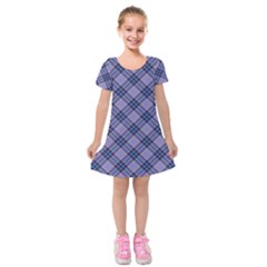 Purple Plaid Tartan 1 Diagonal Kids  Short Sleeve Velvet Dress by dressshop