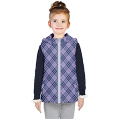 Purple Plaid Tartan 1 Diagonal Kids  Hooded Puffer Vest by dressshop