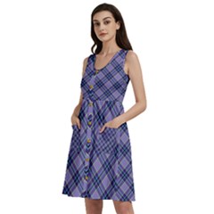 Purple Plaid Tartan 1 Diagonal Sleeveless Dress With Pocket by dressshop