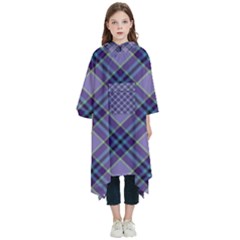 Purple Plaid Tartan 1 Diagonal Kids  Hooded Rain Ponchos by dressshop