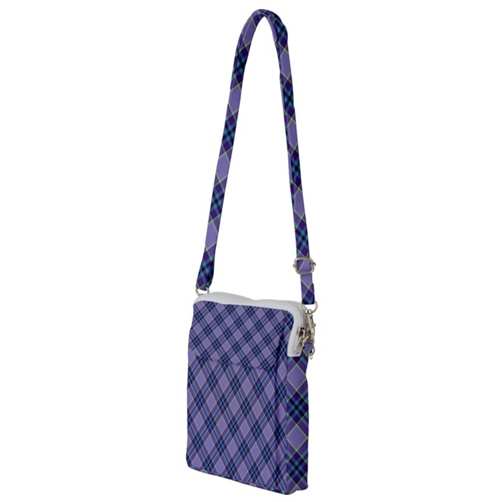 Purple Plaid Tartan 1 Diagonal Multi Function Travel Bag