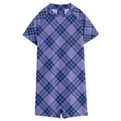 Purple Plaid Tartan 1 Diagonal Kids  Boyleg Half Suit Swimwear by dressshop