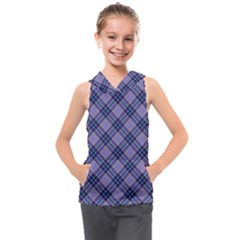 Purple Plaid Tartan 1 Diagonal Kids  Sleeveless Hoodie by dressshop