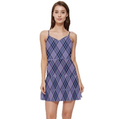 Purple Plaid Tartan 1 Diagonal Short Frill Dress by dressshop