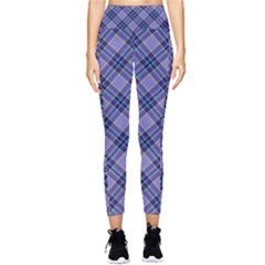 Purple Plaid Tartan 1 Diagonal Pocket Leggings  by dressshop