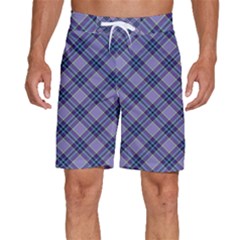 Purple Plaid Tartan 1 Diagonal Men s Beach Shorts by dressshop