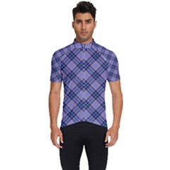 Purple Plaid Tartan 1 Diagonal Men s Short Sleeve Cycling Jersey by dressshop