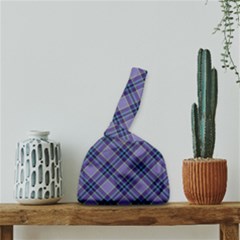 Purple Plaid Tartan 1 Diagonal Japanese Wrist Knot Bag by dressshop