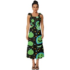 Doodle Dot Drawing Tie-strap Tiered Midi Chiffon Dress by Salmanaz77