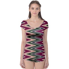 Pattern Zigzag Stripe Design Boyleg Leotard  by Maspions