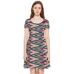 Pattern Zigzag Stripe Design Inside Out Cap Sleeve Dress by Maspions