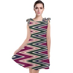 Pattern Zigzag Stripe Design Tie Up Tunic Dress by Maspions