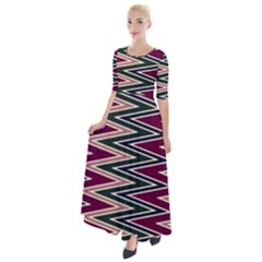 Pattern Zigzag Stripe Design Half Sleeves Maxi Dress by Maspions