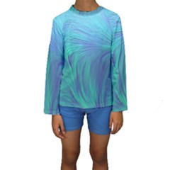 Psicodelia Zyguratti Texture Cyanturquoise Kids  Long Sleeve Swimwear by Salmanaz77