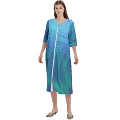 Psicodelia Zyguratti Texture Cyanturquoise Women s Cotton 3/4 Sleeve Nightgown by Salmanaz77