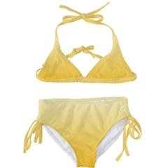 Cream Yellow To Amber Orange Linear Gradient Kids  Classic Bikini Set by GradientsOmbre