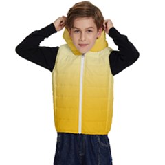 Cream Yellow To Amber Orange Linear Gradient Kids  Stylish Hooded Puffer Vest by GradientsOmbre