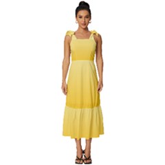 Cream Yellow To Amber Orange Linear Gradient Tie-strap Tiered Midi Chiffon Dress by GradientsOmbre