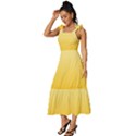 Cream Yellow To Amber Orange Linear Gradient Tie-Strap Tiered Midi Chiffon Dress View2