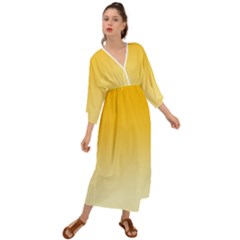 Amber Orange To Cream Yellow Linear Gradient Grecian Style  Maxi Dress by GradientsOmbre