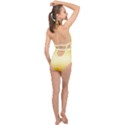 Amber Orange To Cream Yellow Bilinear Gradient Halter Front Plunge Swimsuit View2