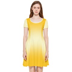 Amber Orange To Cream Yellow Bilinear Gradient Inside Out Cap Sleeve Dress by GradientsOmbre