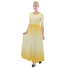 Amber Orange To Cream Yellow Bilinear Gradient Half Sleeves Maxi Dress by GradientsOmbre