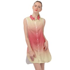 Cream Yellow To Crimson Red Bilinear Gradient Sleeveless Shirt Dress by GradientsOmbre