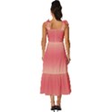 Cream Yellow To Crimson Red Bilinear Gradient Tie-Strap Tiered Midi Chiffon Dress View4