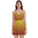 Electric Yellow To Burgundy Red Linear Gradient Body Wrap Sleeveless V-Neck Mini Dress View1