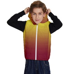 Electric Yellow To Burgundy Red Linear Gradient Kids  Stylish Hooded Puffer Vest by GradientsOmbre