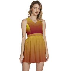 Electric Yellow To Burgundy Red Linear Gradient Sleeveless High Waist Mini Dress by GradientsOmbre