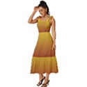 Electric Yellow To Burgundy Red Linear Gradient Tie-Strap Tiered Midi Chiffon Dress View2