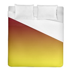 Burgundy Red To Electric Yellow Linear Gradient Duvet Cover (full/ Double Size) by GradientsOmbre