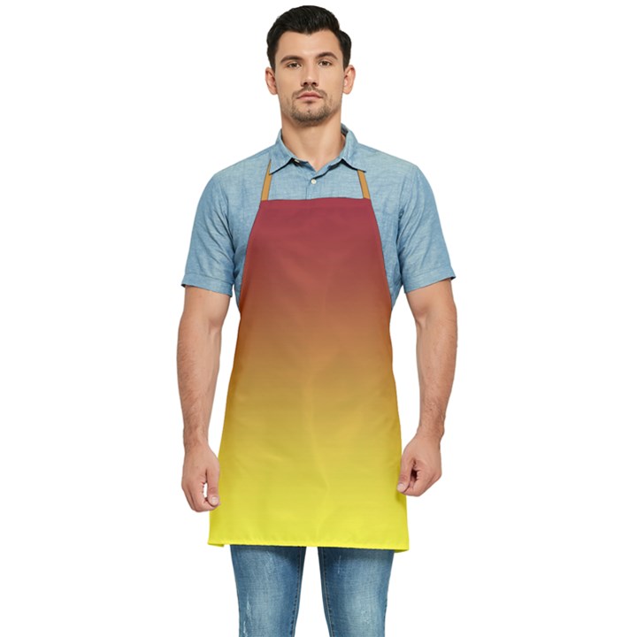 Burgundy Red To Electric Yellow Linear Gradient Kitchen Apron