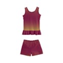 Electric Yellow To Burgundy Red Bilinear Gradient Kids  Boyleg Swimsuit View1