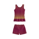 Electric Yellow To Burgundy Red Bilinear Gradient Kids  Boyleg Swimsuit View2