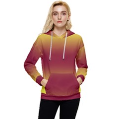 Electric Yellow To Burgundy Red Bilinear Gradient Women s Lightweight Drawstring Hoodie by GradientsOmbre