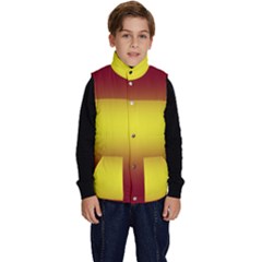 Burgundy Red To Electric Yellow Bilinear Gradient Kid s Button Up Puffer Vest by GradientsOmbre