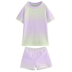 Cream Yellow To Pink Lace Bilinear Gradient Kids  Swim T-shirt And Shorts Set by GradientsOmbre