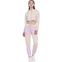 Pink Lace To Cream Yellow Bilinear Gradient Cropped Zip Up Lounge Set by GradientsOmbre