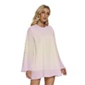 Pink Lace To Cream Yellow Bilinear Gradient Round Neck Long Sleeve Bohemian Style Chiffon Mini Dress View3