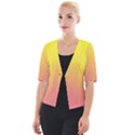 Electric Yellow To Coral Pink Linear Gradient Cropped Button Cardigan View1