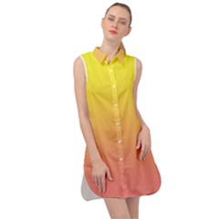 Electric Yellow To Coral Pink Linear Gradient Sleeveless Shirt Dress by GradientsOmbre