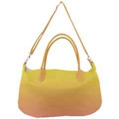 Electric Yellow To Coral Pink Linear Gradient Removable Strap Handbag by GradientsOmbre