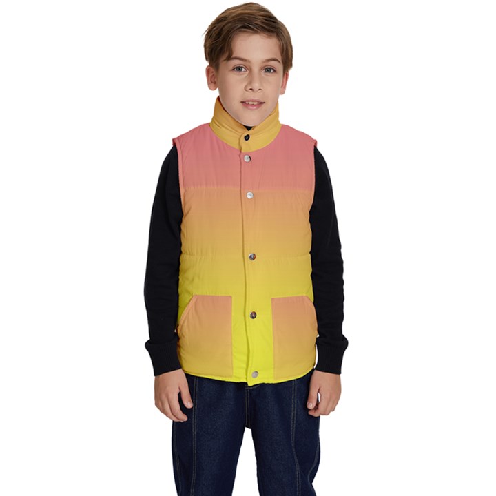 Coral Pink To Electric Yellow Linear Gradient Kid s Button Up Puffer Vest